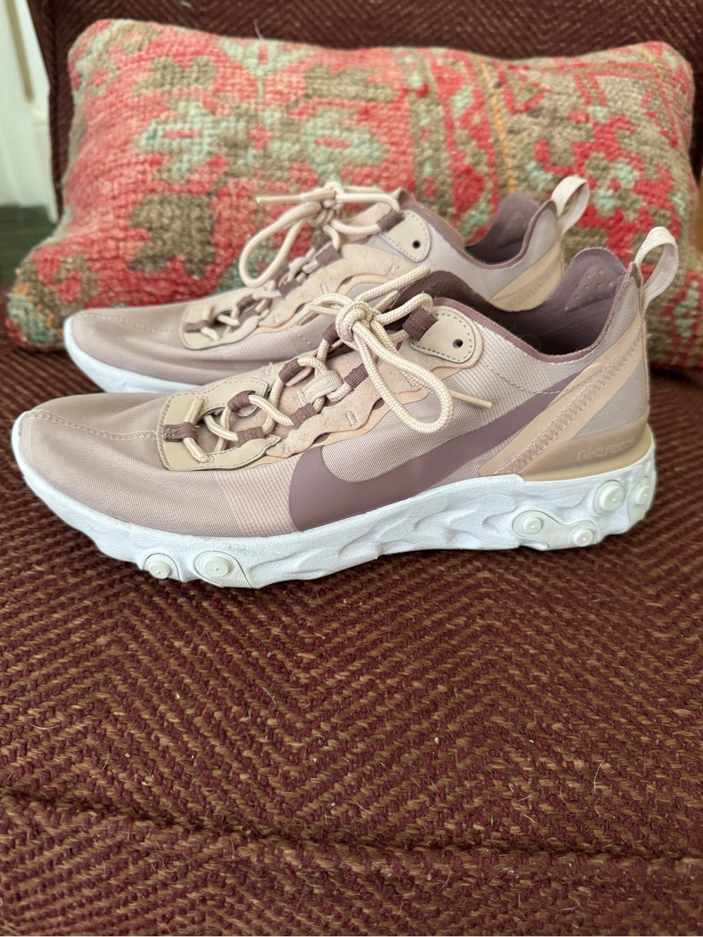 Nike Women's Pale Pink and Mauve React-Style Running Shoes